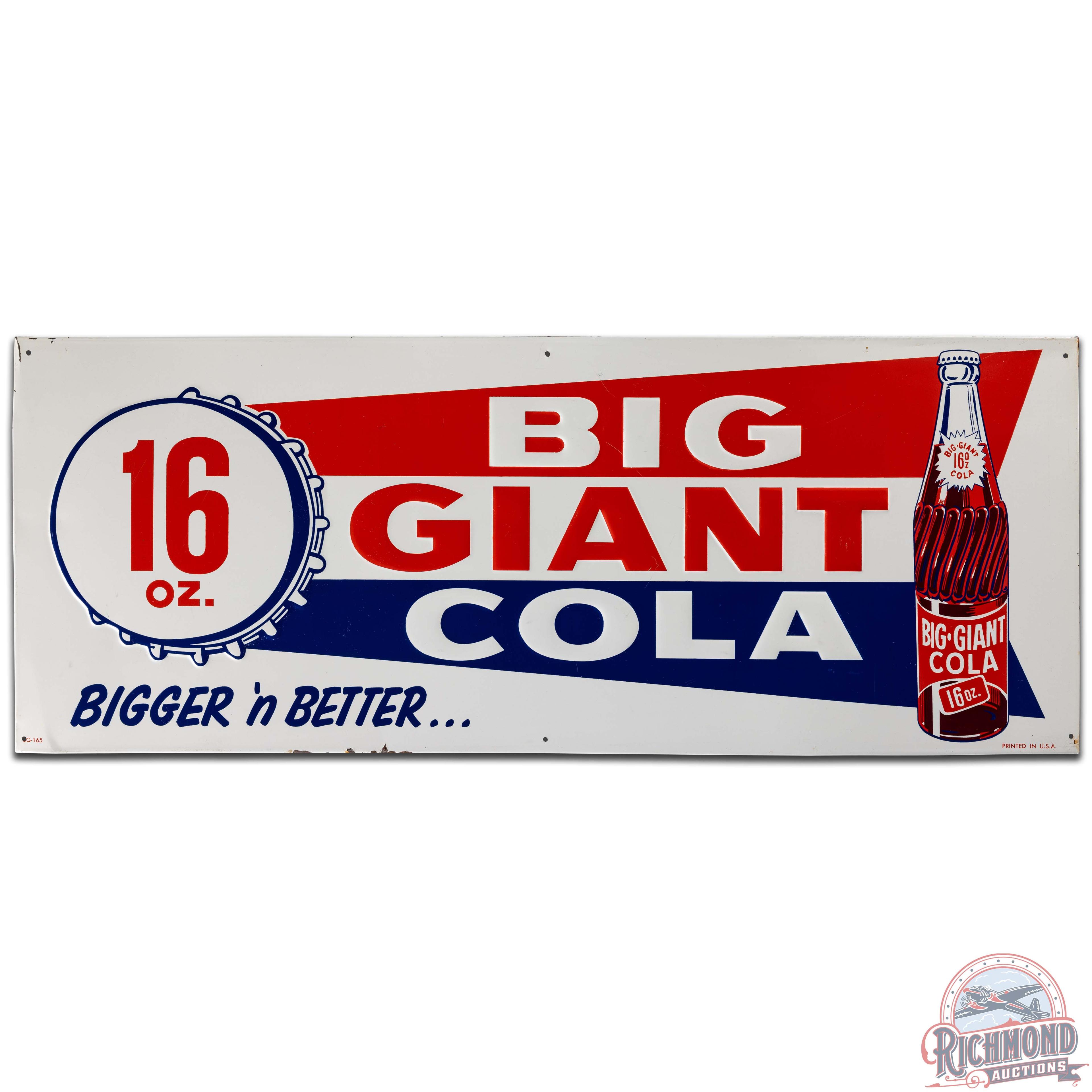 Big Giant Cola "Bigger n' Better" SS Tin Sign w/ Bottle
