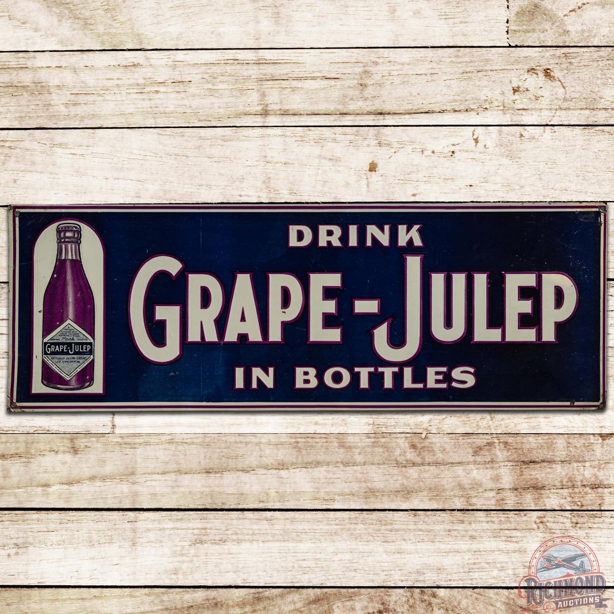 Drink Grape Julep in Bottles Emb SS Tin Sign