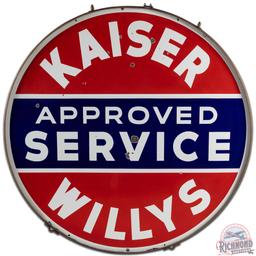 Kaiser Willys Approved Service 60" DS Porcelain Sign w/ Ring