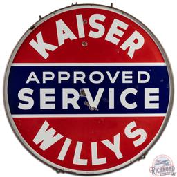 Kaiser Willys Approved Service 60" DS Porcelain Sign w/ Ring