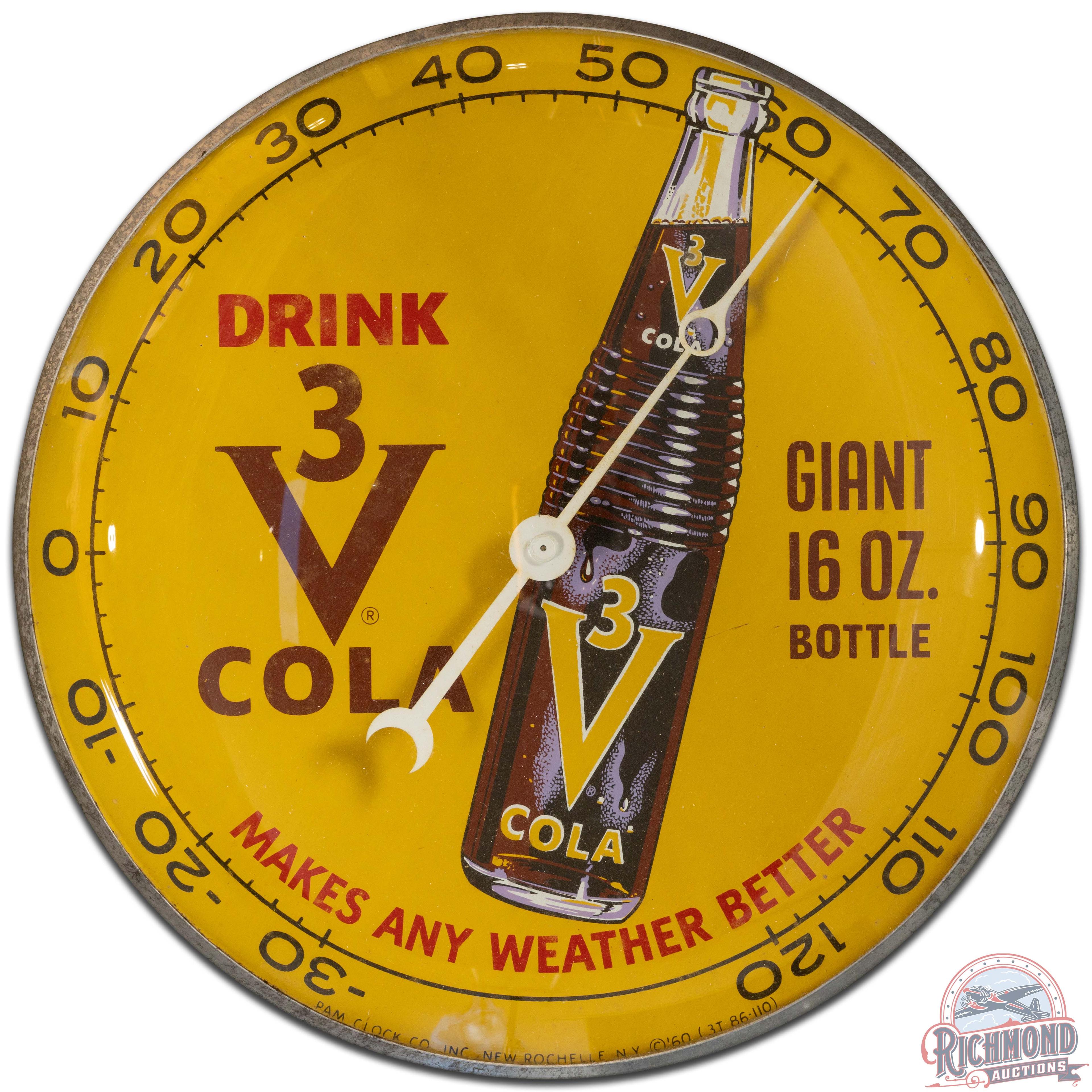 Drink 3V Cola 12" PAM Advertising Thermometer w/ Bottle