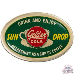 Sundrop Golden Girl Cola SS Tin Bubble Sign w/ Coffee Cup