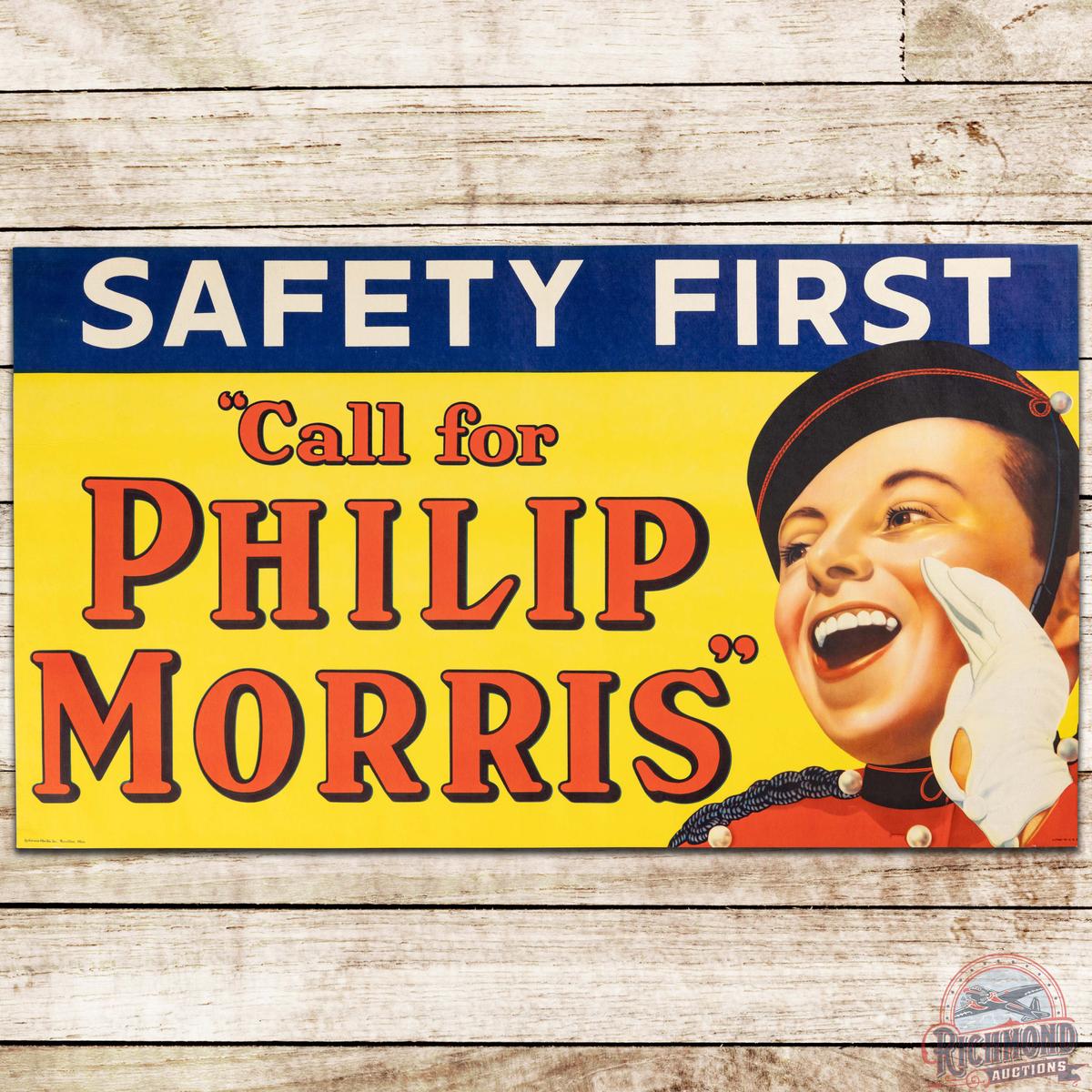 Call for Philip Morris Safety First Advertising Poster Sign w/ Johnny