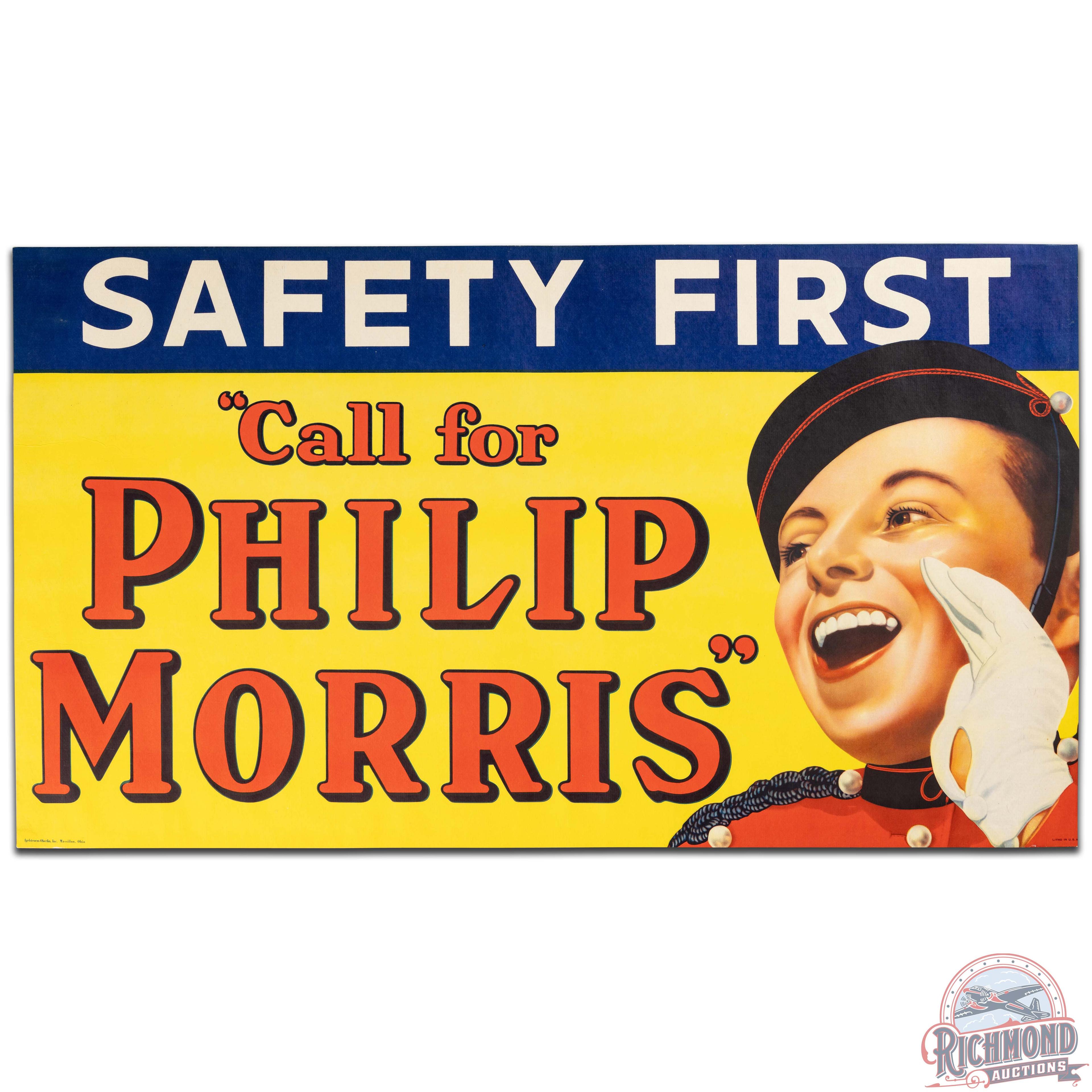 Call for Philip Morris Safety First Advertising Poster Sign w/ Johnny