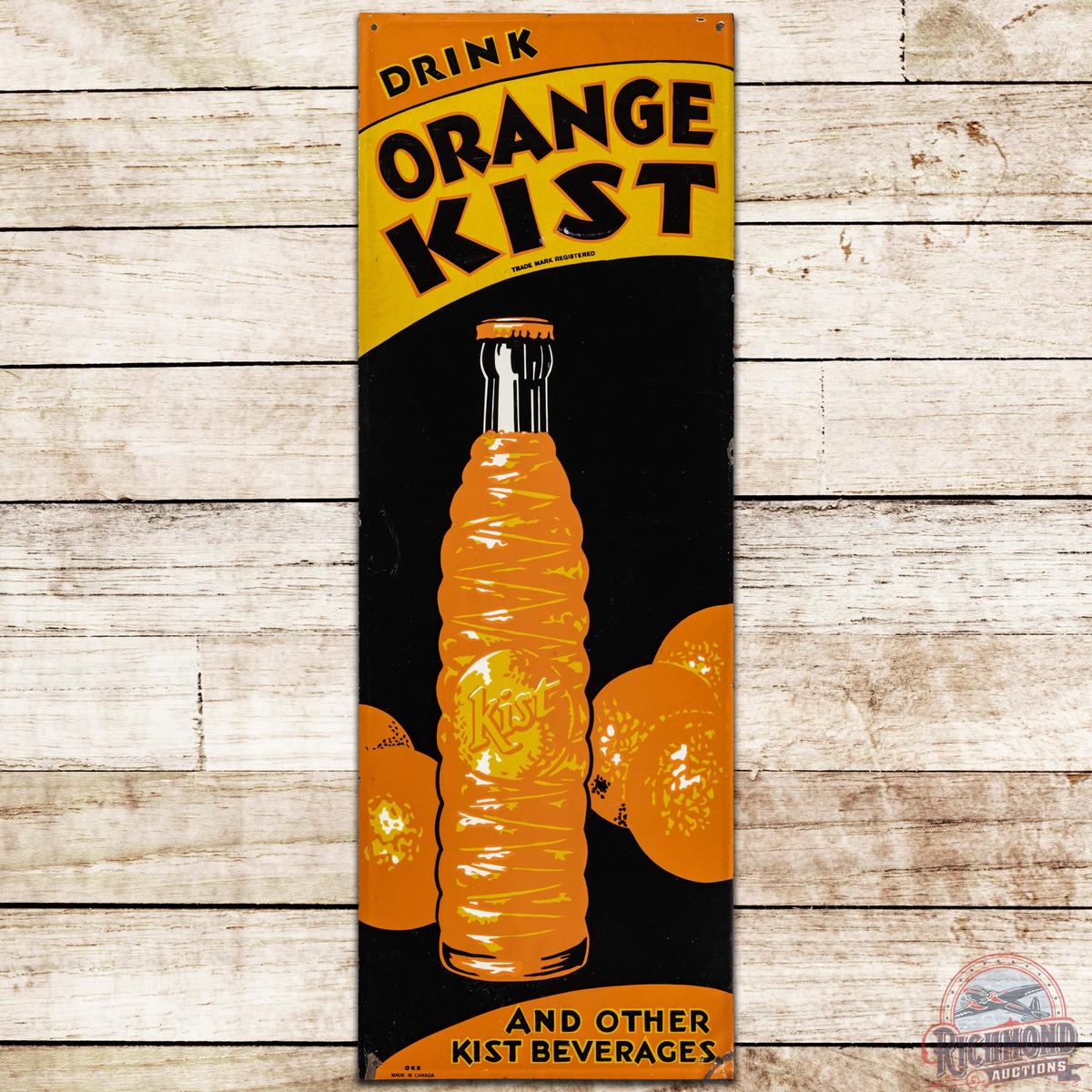 Drink Orange Kist Vertical Embossed SS Tin Sign w/ Bottle