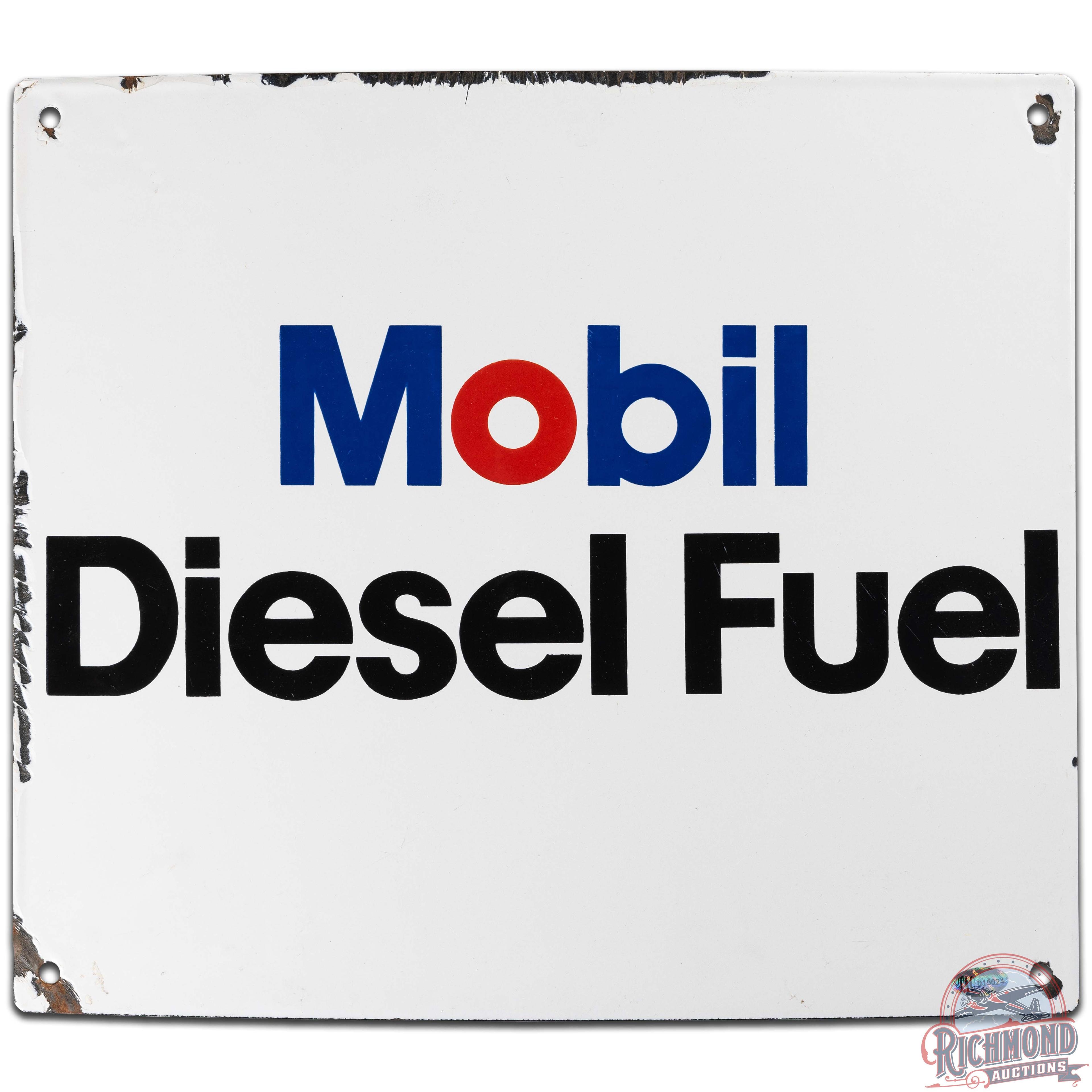 Mobil Diesel Fuel SS Porcelain Gas Pump Plate Sign