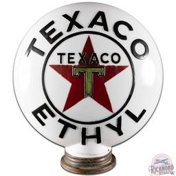Texaco Ethyl Gasoline OPC Milk Glass Gas Pump Globe Body w/ Screw Base