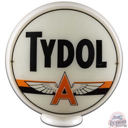 Tydol Gasoline 13.5" Complete Gas Pump Milk Glass Globe w/ Flying A logo