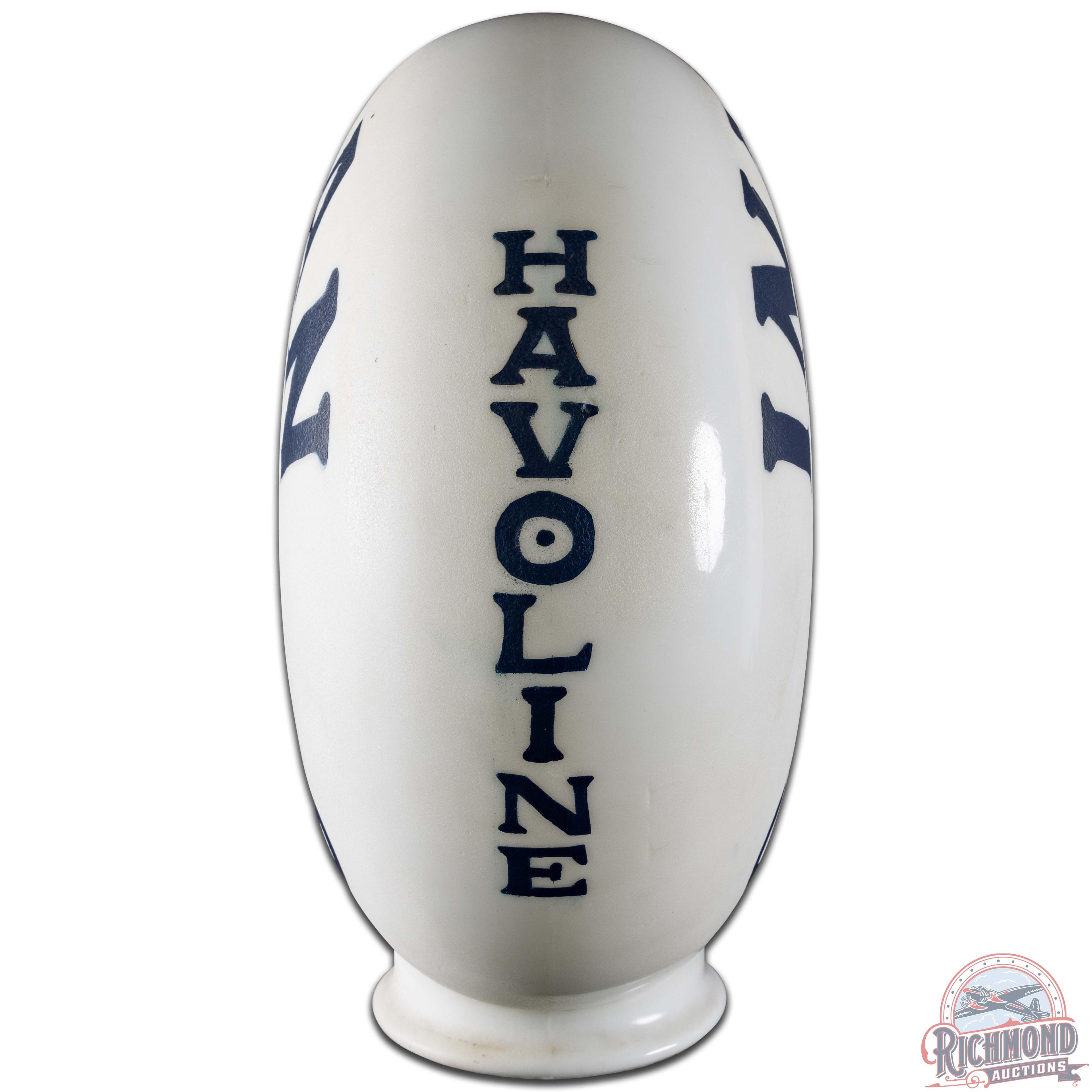 Havoline Indian Gas OPE Milk Glass Gas Pump Globe Body w/ Bullseye