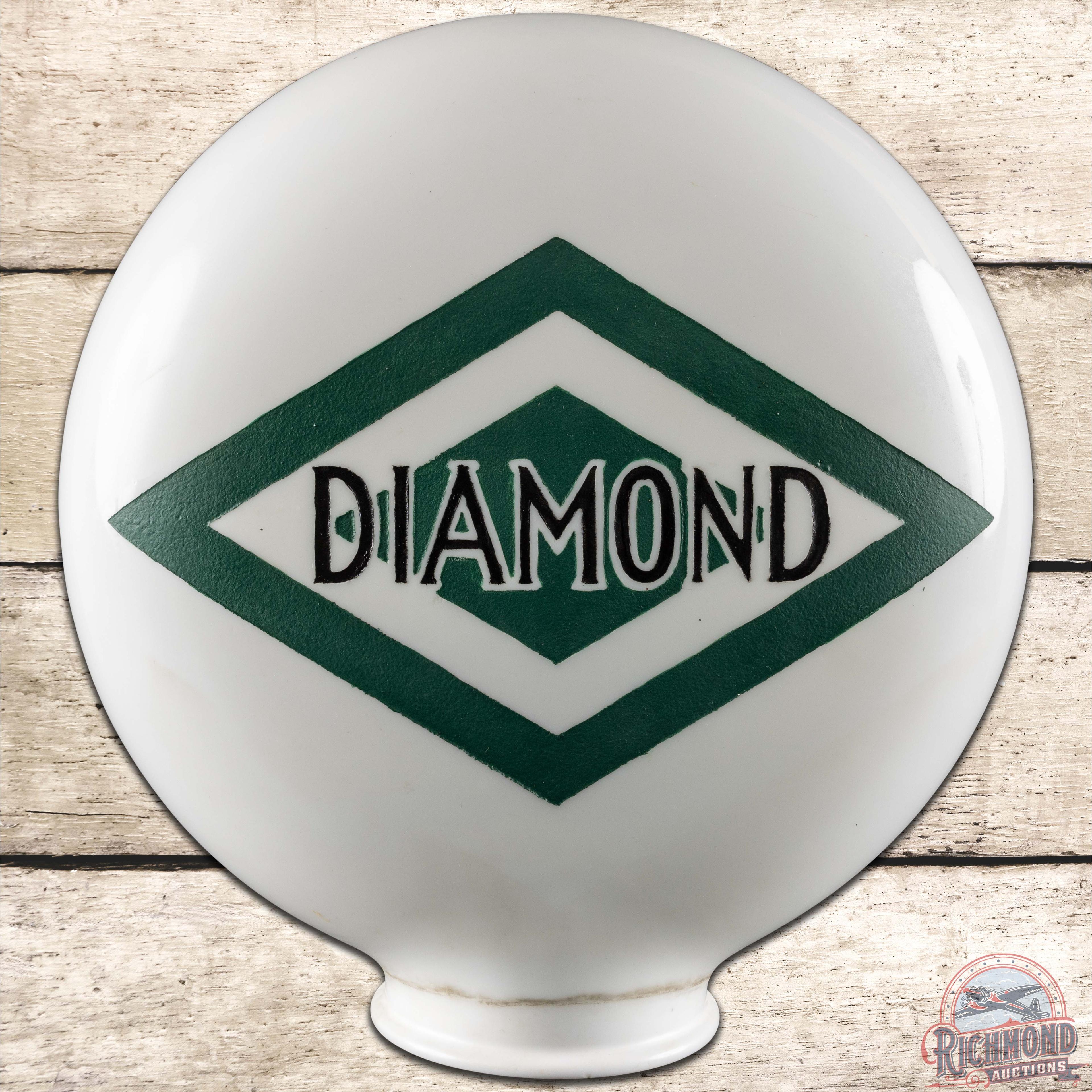 D-X Diamond Gasoline OPE Milk Glass Gas Pump Globe Body