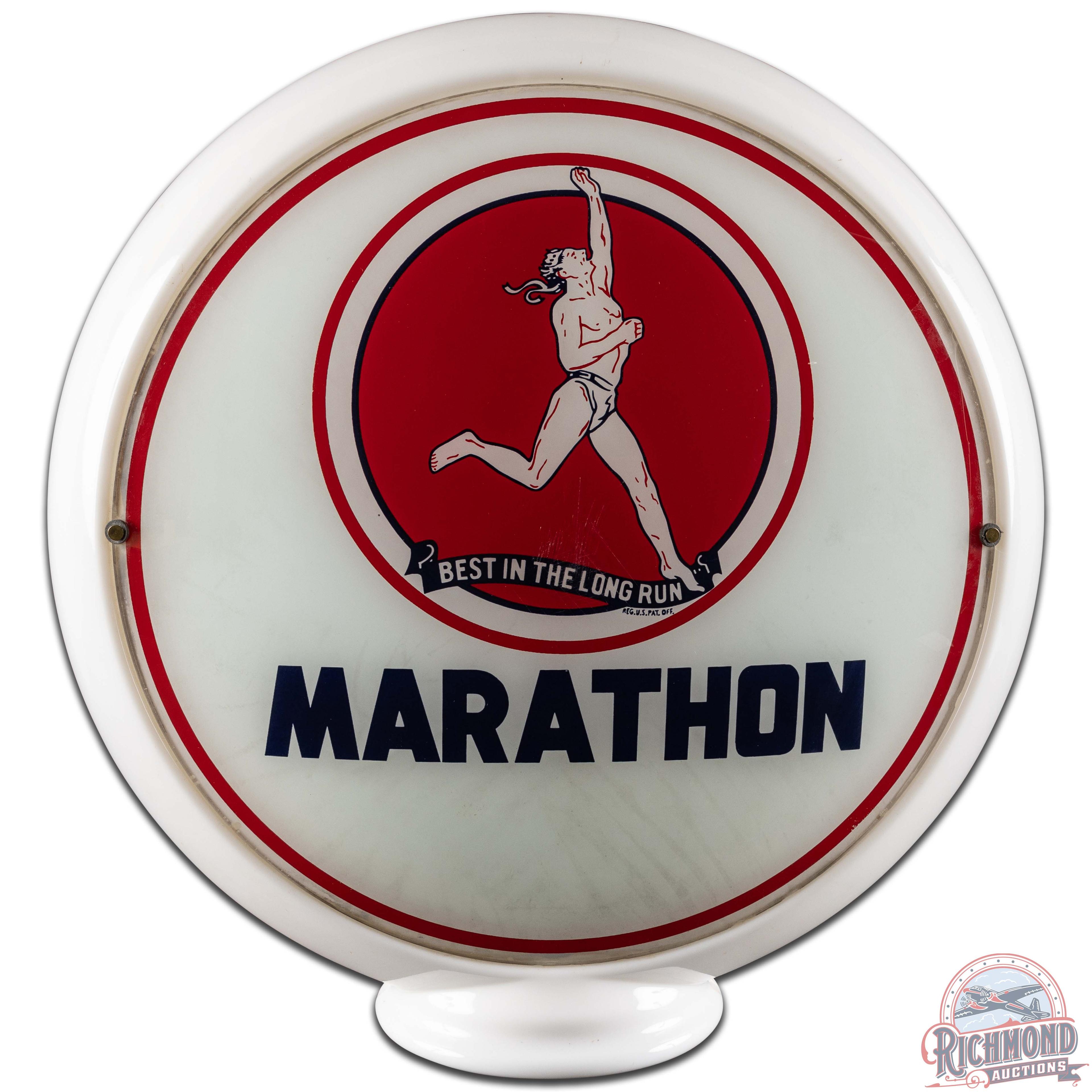 Marathon "Best in the Long Run" 13.5" Lenses w/ Narrow Milk Glass Globe Body