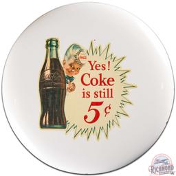 Coca Cola 16" SS Tin Button Sign w/ Sprite Boy & Bottle