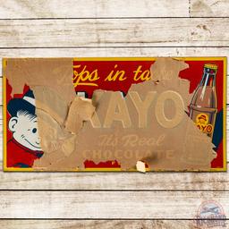 NOS Kayo "Tops in Taste" Real Chocolate SS Tin Sign w/ Bottle