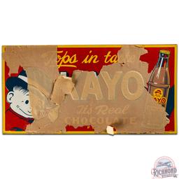 NOS Kayo "Tops in Taste" Real Chocolate SS Tin Sign w/ Bottle