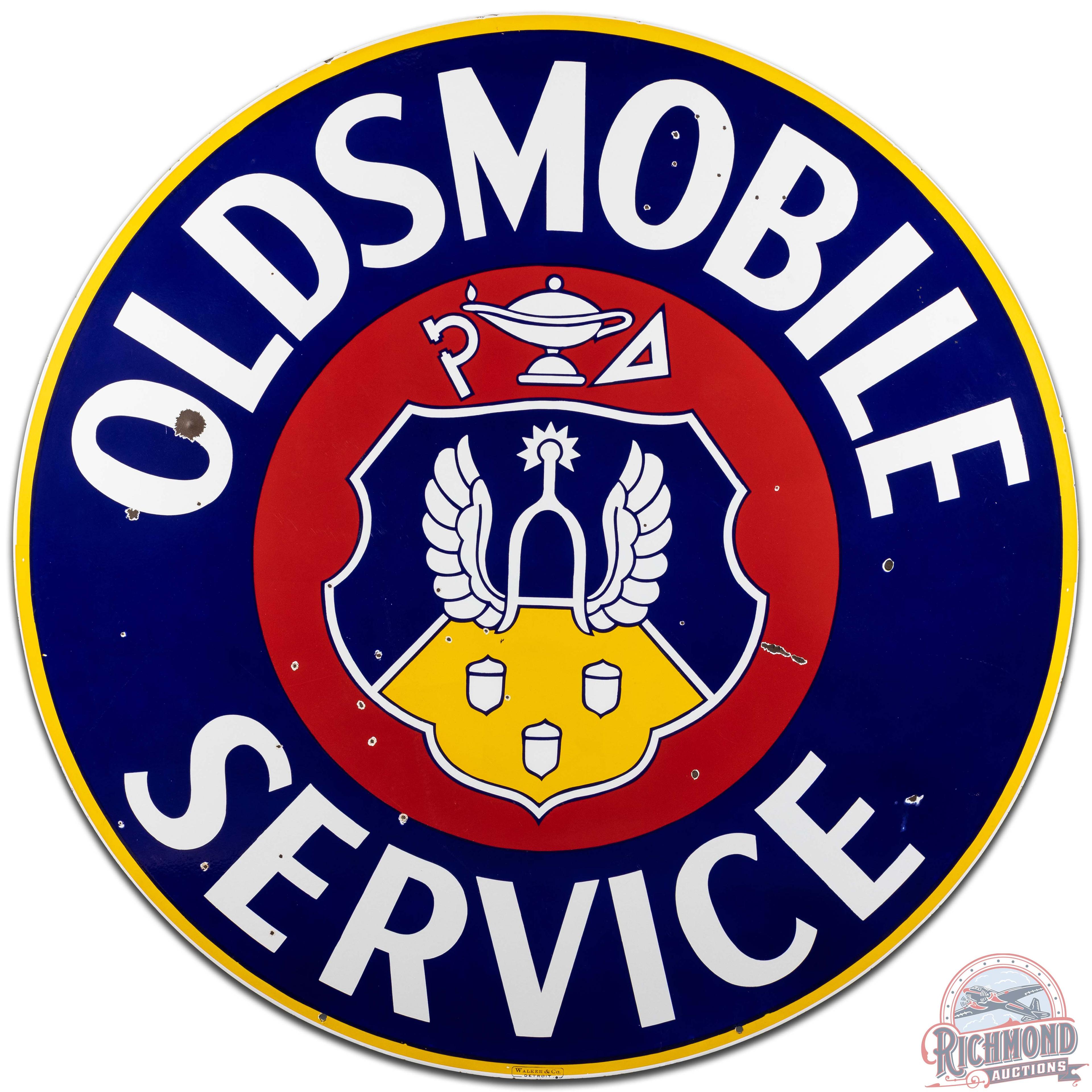 Oldsmobile Service 60' DS Porcelain Sign w/ Crest Logo