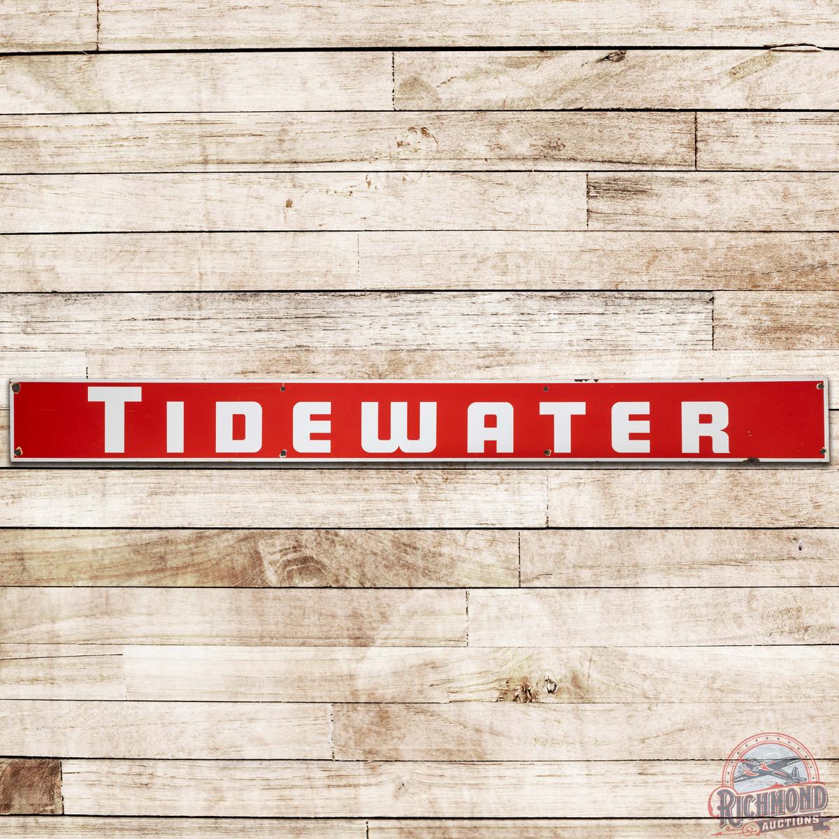 Tidewater Gasoline Oils Horizontal SS Porcelain Sign