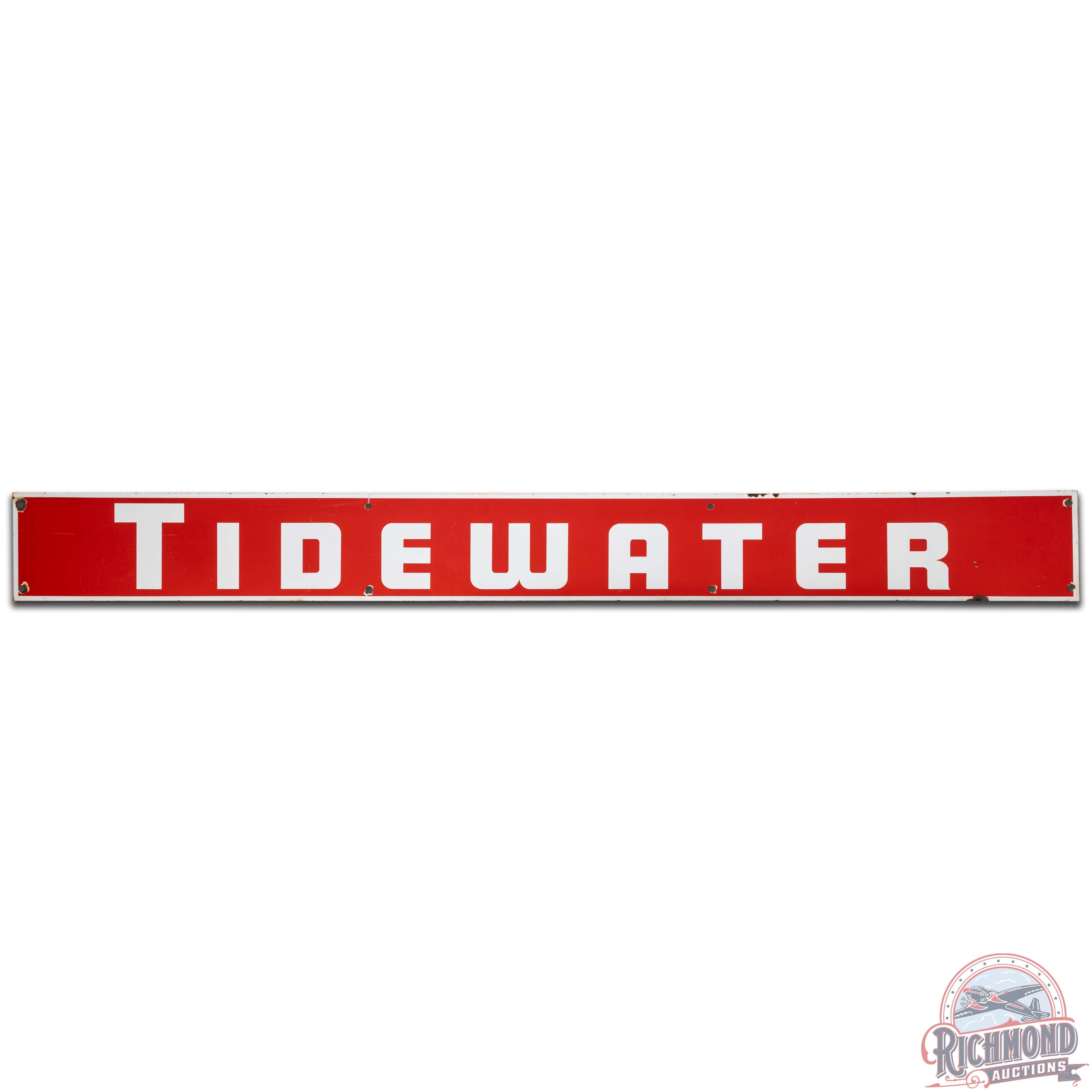 Tidewater Gasoline Oils Horizontal SS Porcelain Sign