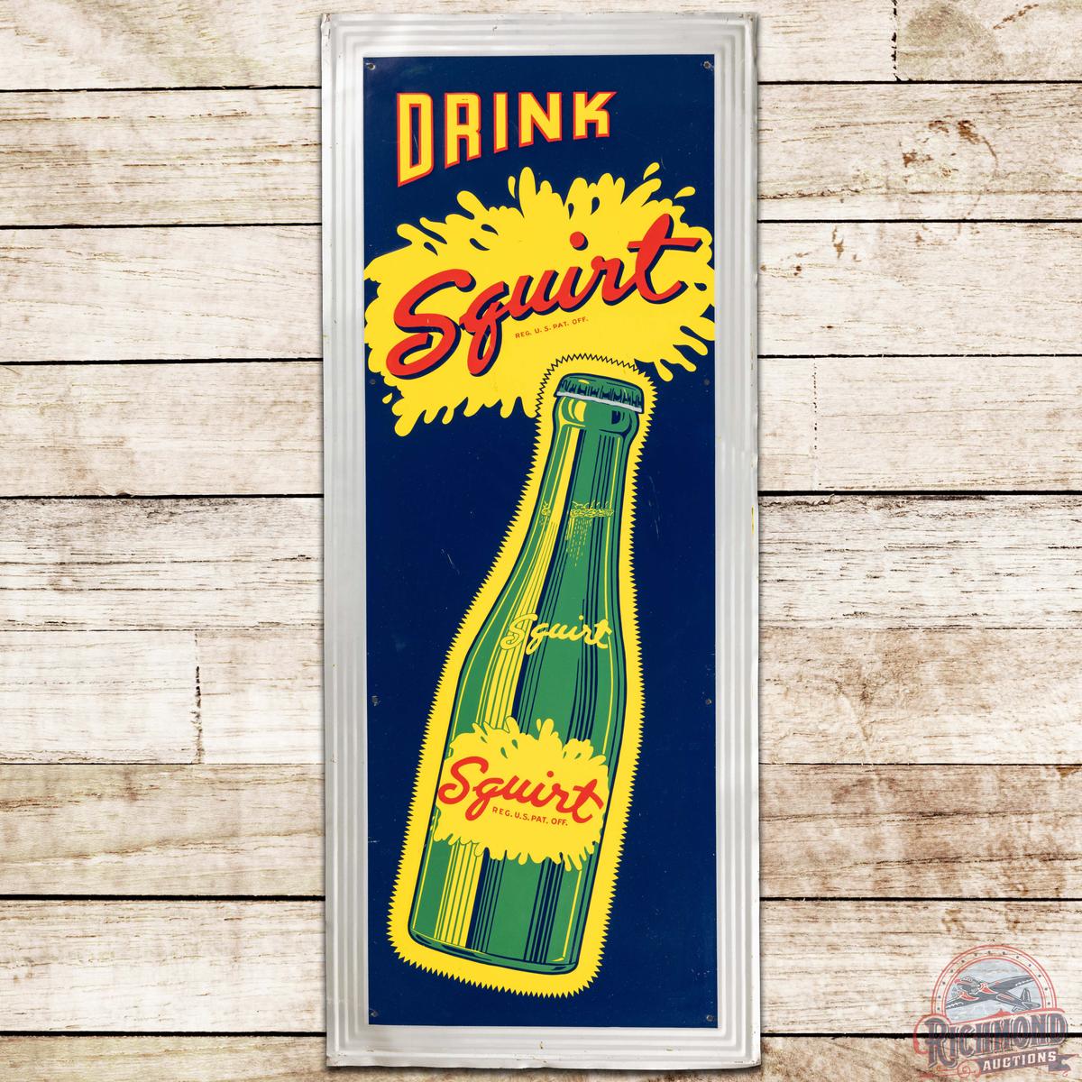 Drink Squirt Embossed SS Tin Sign w/ Bottle
