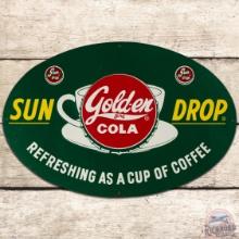 Sundrop Golden Cola "Refreshing as a Cup of Coffee" Embossed SS Tin Sign