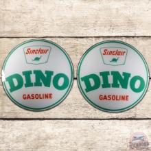 2 NOS Sinclair Dino Gasoline 13.5" Gas Pump Globe Lenses PAIR