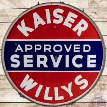 Kaiser Willys Approved Service 60" DS Porcelain Sign w/ Ring