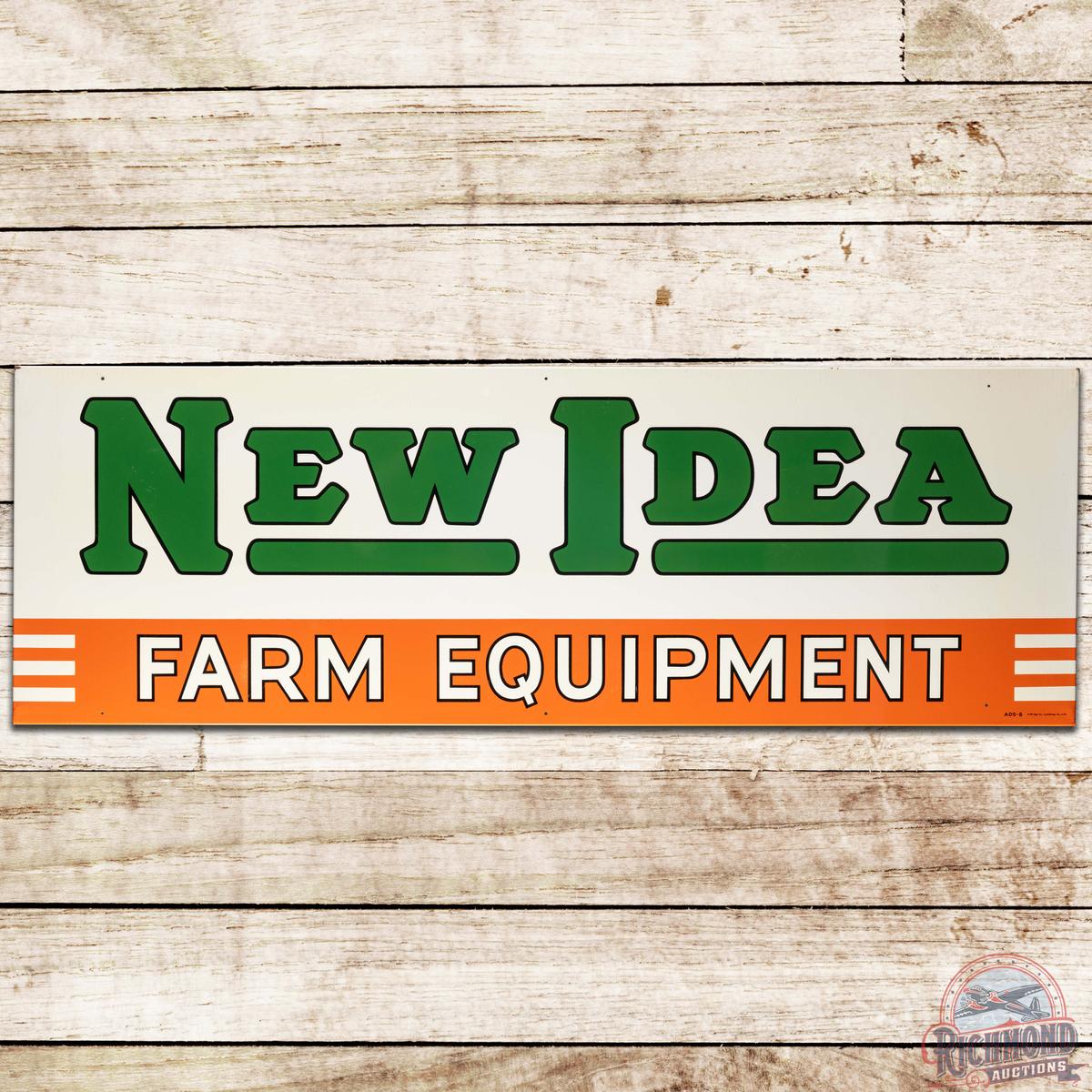 1953 NOS New Idea Farm Equipment 6' SS Tin Sign w/ Box