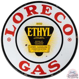 Loreco Ethyl Gas 30" DS Porcelain Sign w/ Logo