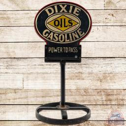 Dixie Gasoline Oils Power to Pass Curb Sign w/ Base