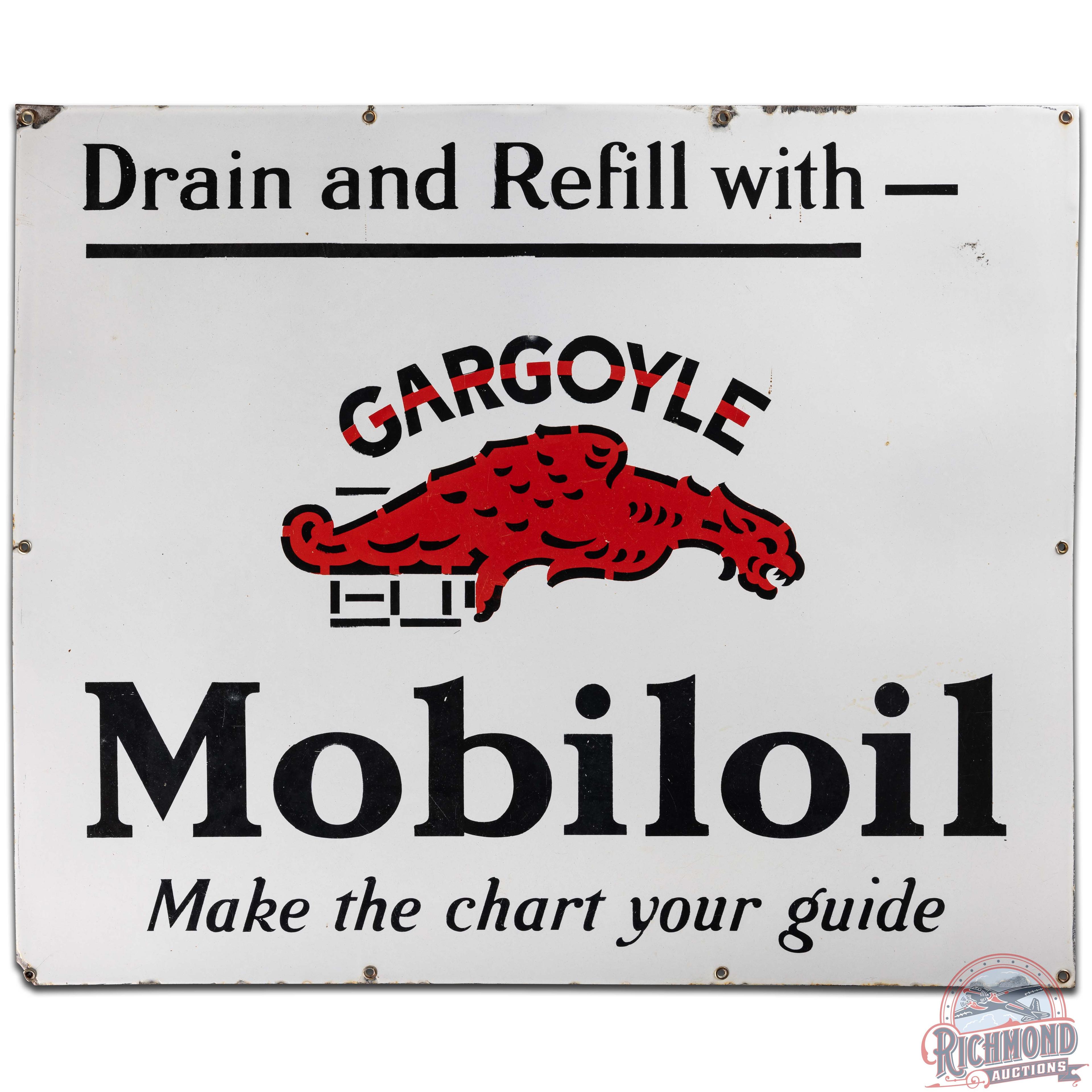 Mobiloil Gargoyle Make The Chart Your Guide SS Porcelain Sign