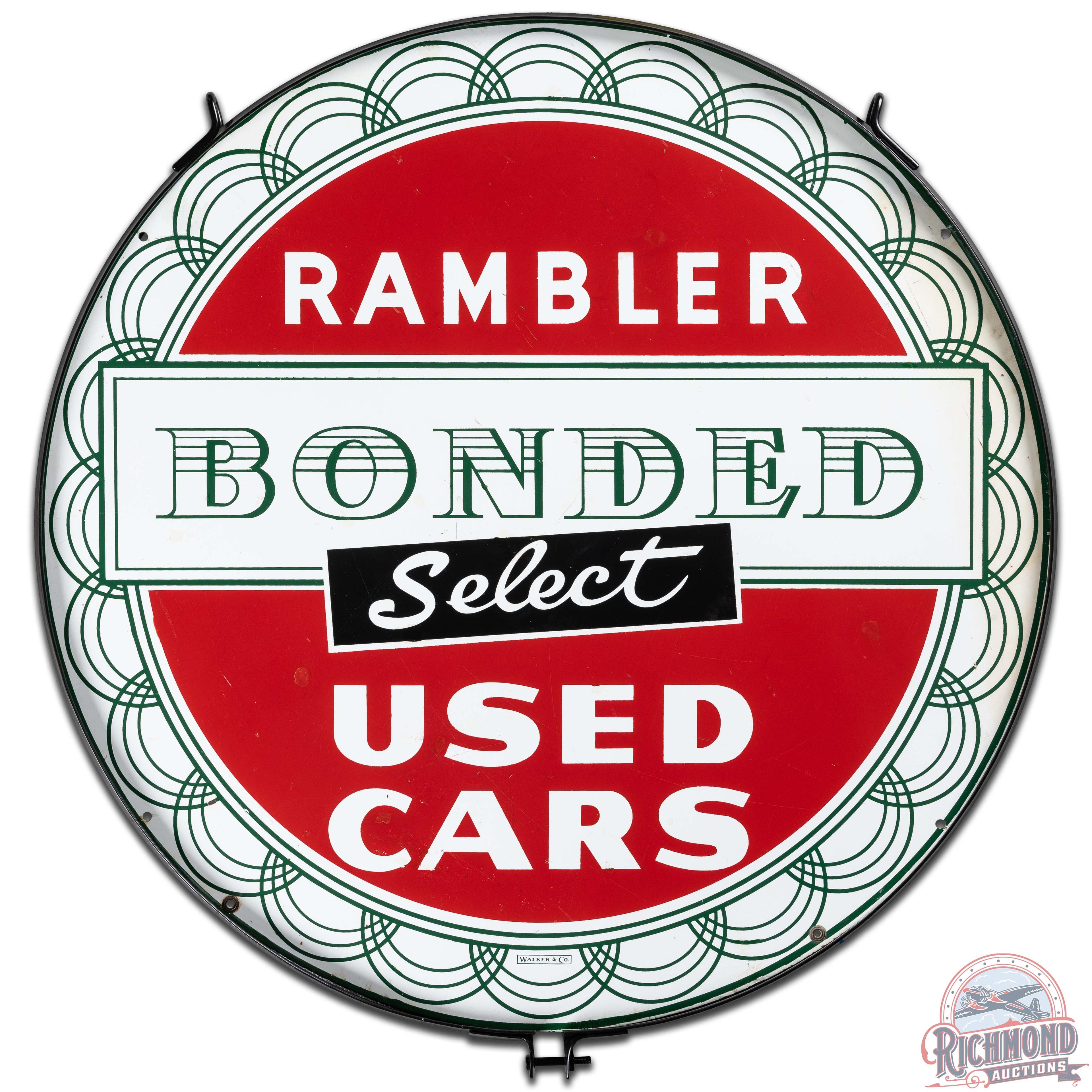 Rambler Bonded Select Used Cars 42" DS Porcelain Sign w/ Ring