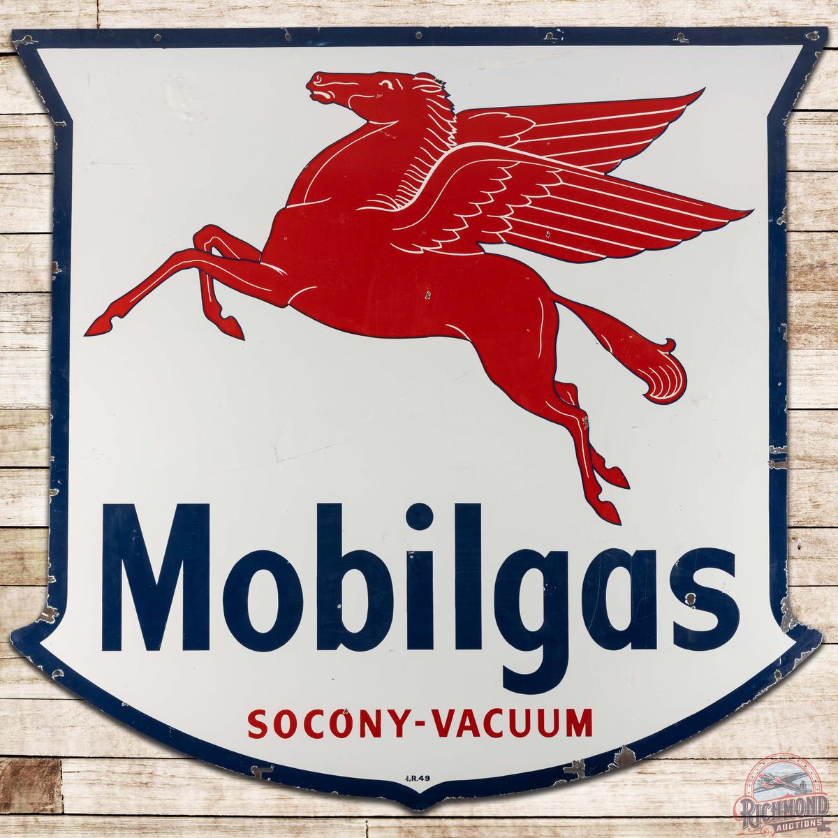 1949 Mobilgas 6' DS Porcelain ID Sign w/ Pegasus