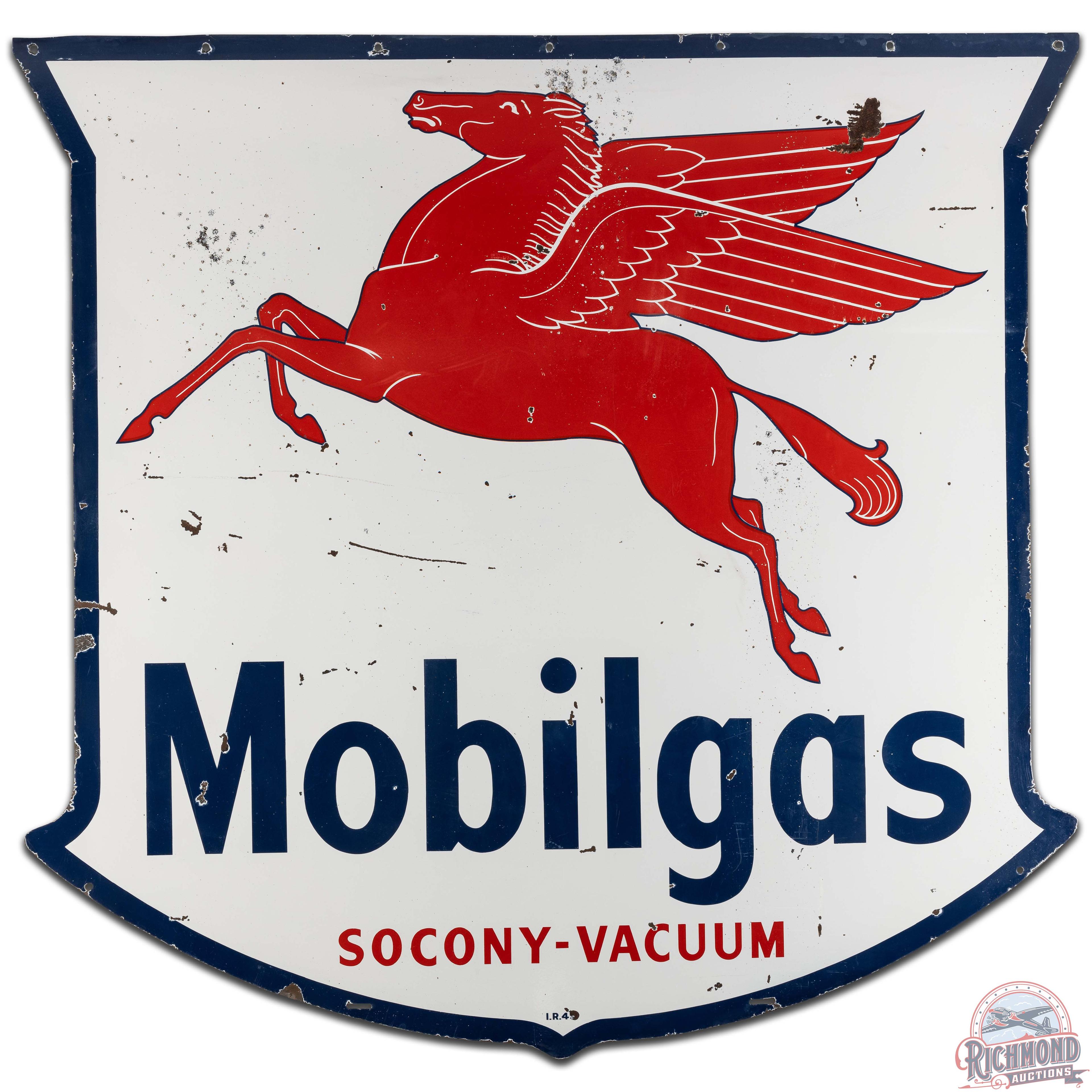 1949 Mobilgas 6' DS Porcelain ID Sign w/ Pegasus