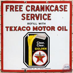 Free Crankcase Service Texaco Motor Oil SS Porcelain Sign