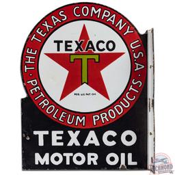 Texaco Motor Oil The Texas Company DS Porcelain Flange Sign
