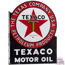 Texaco Motor Oil The Texas Company DS Porcelain Flange Sign