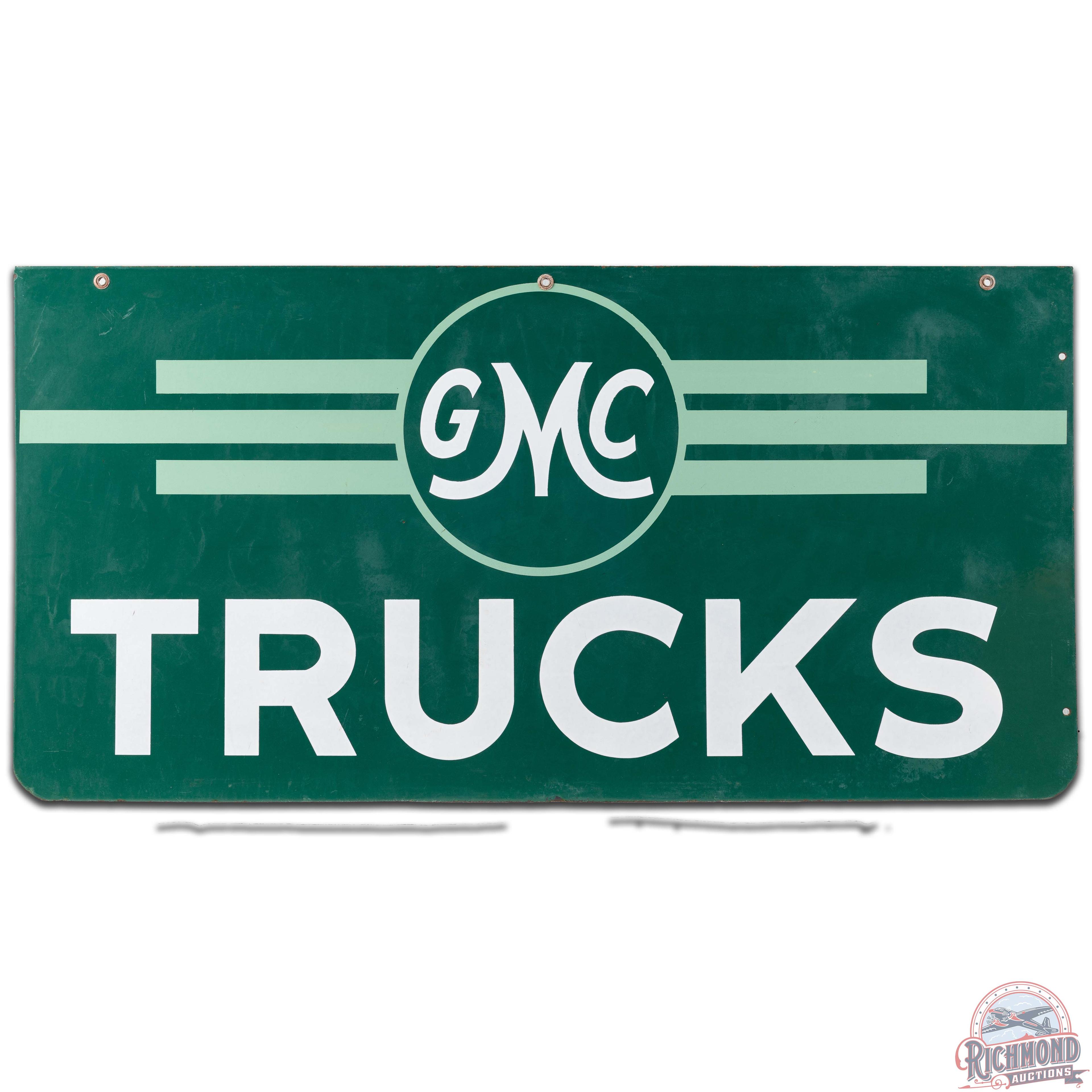 Scarce GMC Trucks 48" DS Porcelain Sign