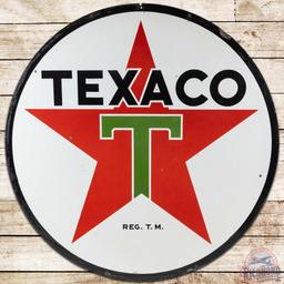 1948 Texaco Gasoline 6' DS Porcelain ID Sign "White T"