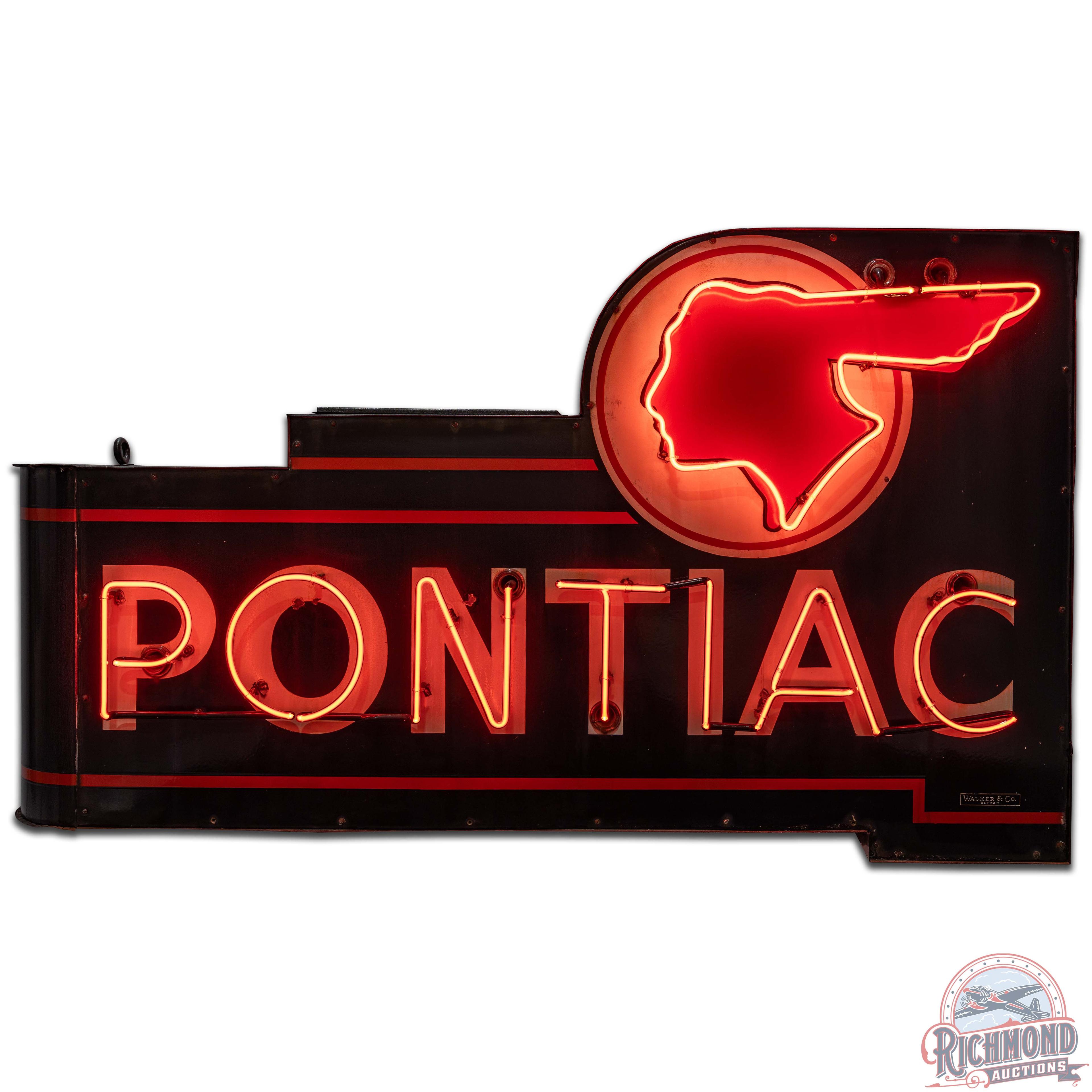 Pontiac 6' DS Porcelain Neon Sign w/ Full Feather Logo