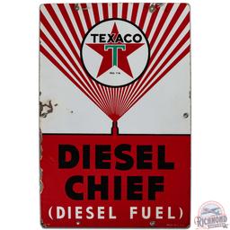 Rare 1942 Diesel Chief SS Porcelain Gas Pump Plate Sign w/ Wide Spray