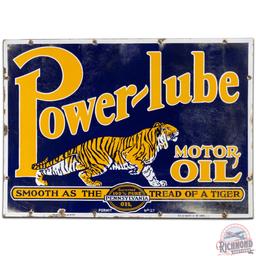 Power Lube Motor Oil "Smooth as the Tread of a Tiger" DS Porcelain Sign