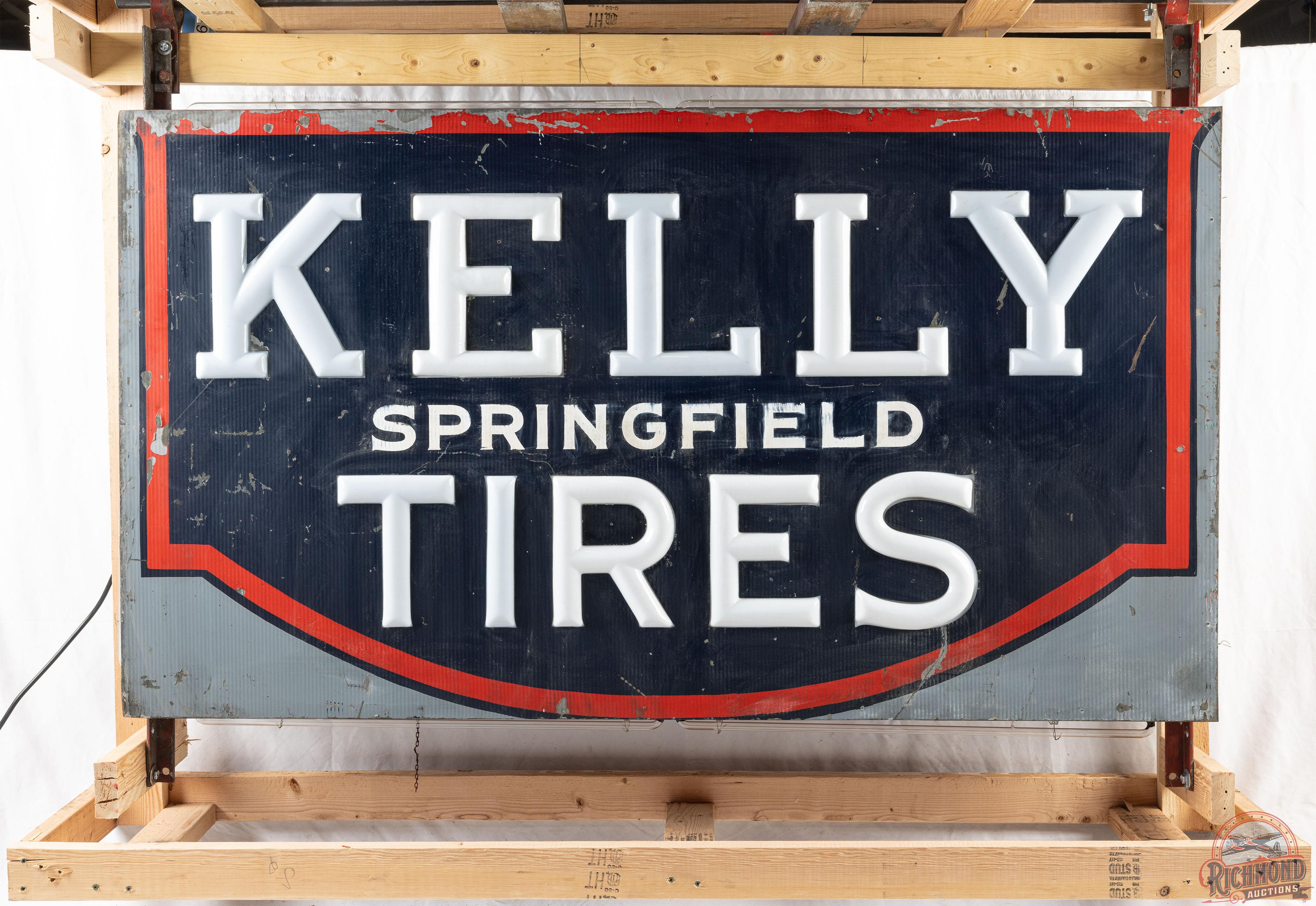 Early Kelly Springfield Tires Double Sided Milk Glass Neon Sign Flexlume