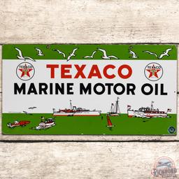 Texaco Marine Motor Oil DS Porcelain Sign w/ Ships "White T"