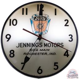 Ford Jennings Motors 15" PAM Advertising Clock w/ Crest Logo