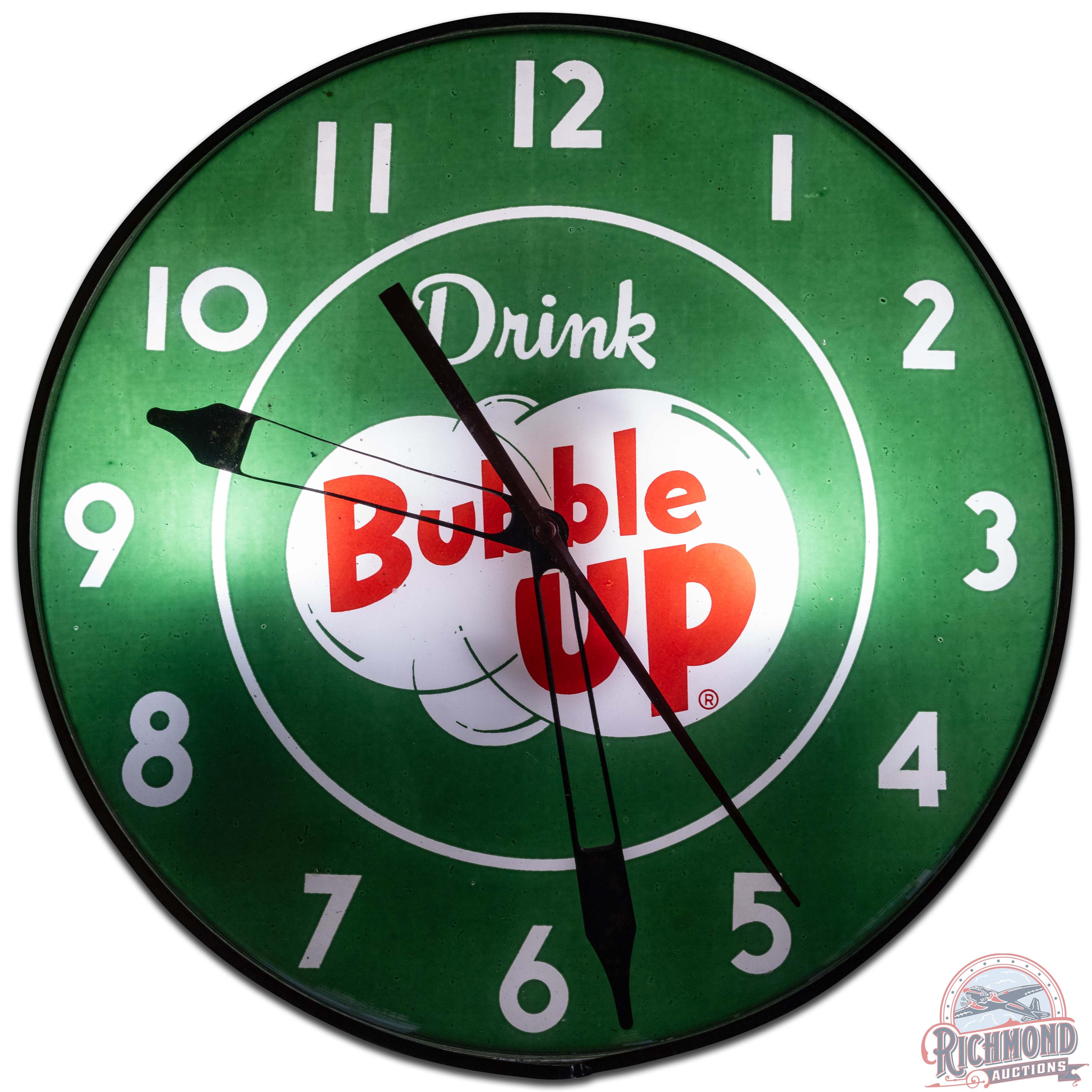 Drink Bubble Up 15" American Time Corp. Advertising Clock w/ Logo