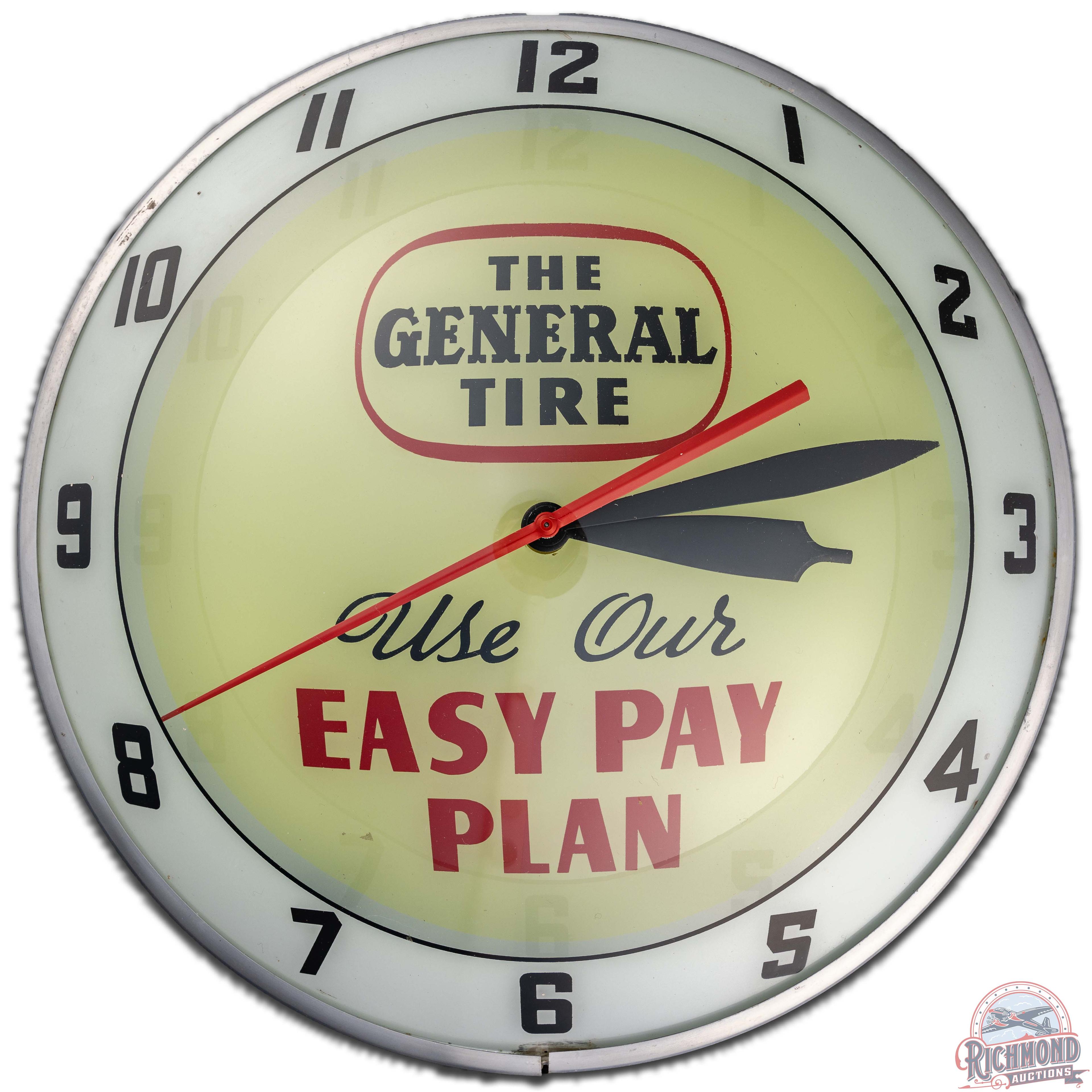 General Tires Use Our Easy Pay Plan 15" Double Bubble Advertising Clock