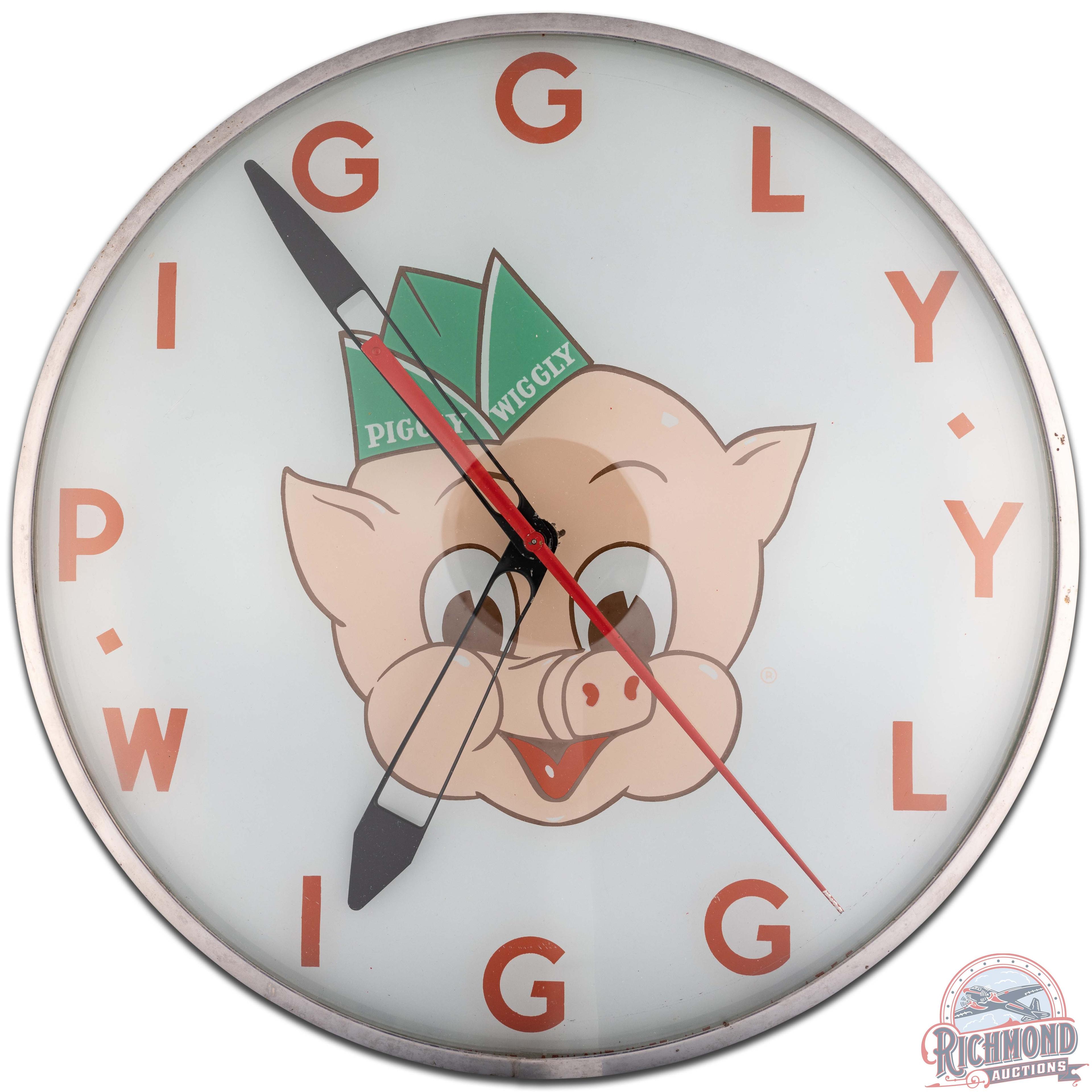 Piggly Wiggly 15" Telechron Advertising Clock w/ Pig Logo