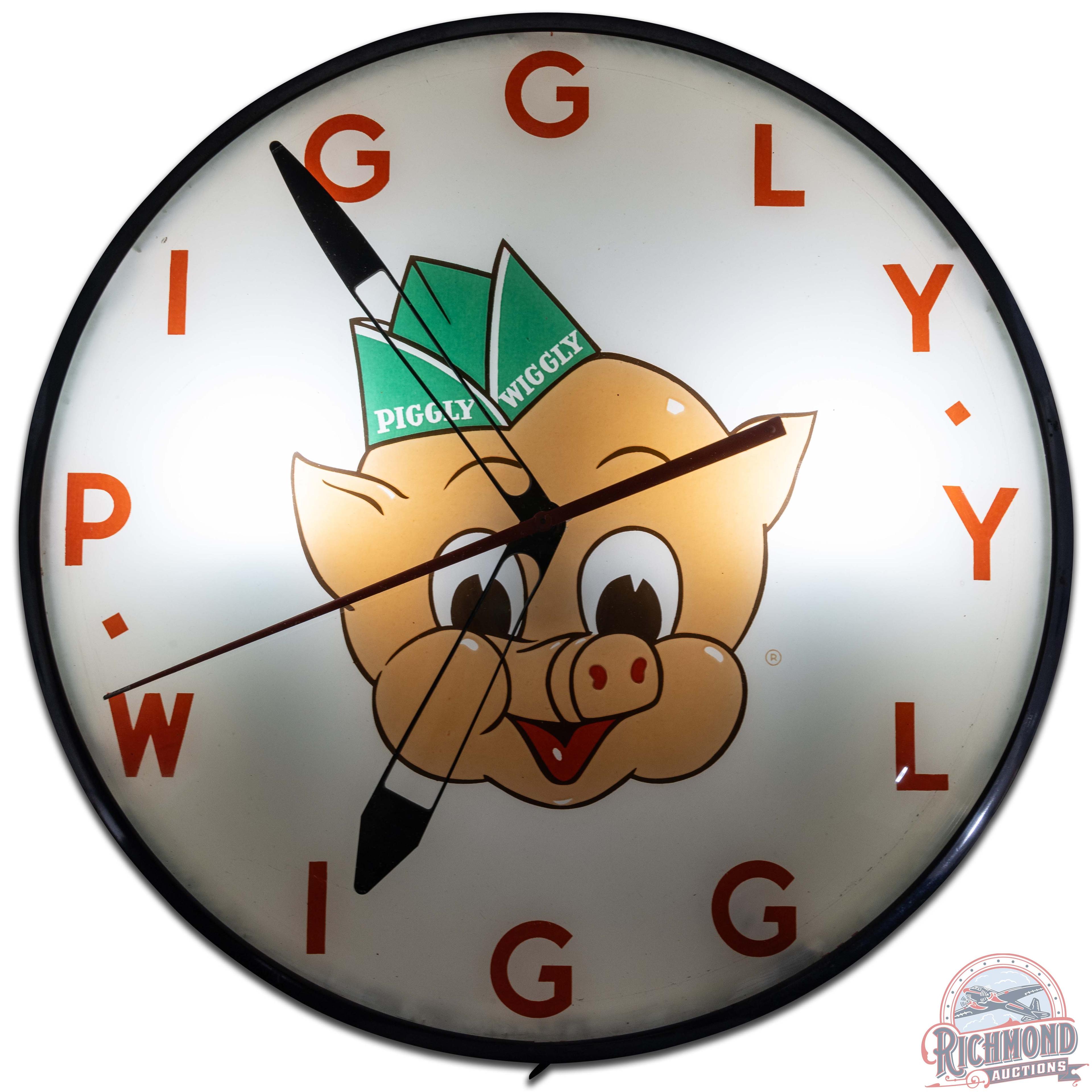 Piggly Wiggly 15" Telechron Advertising Clock w/ Pig Logo