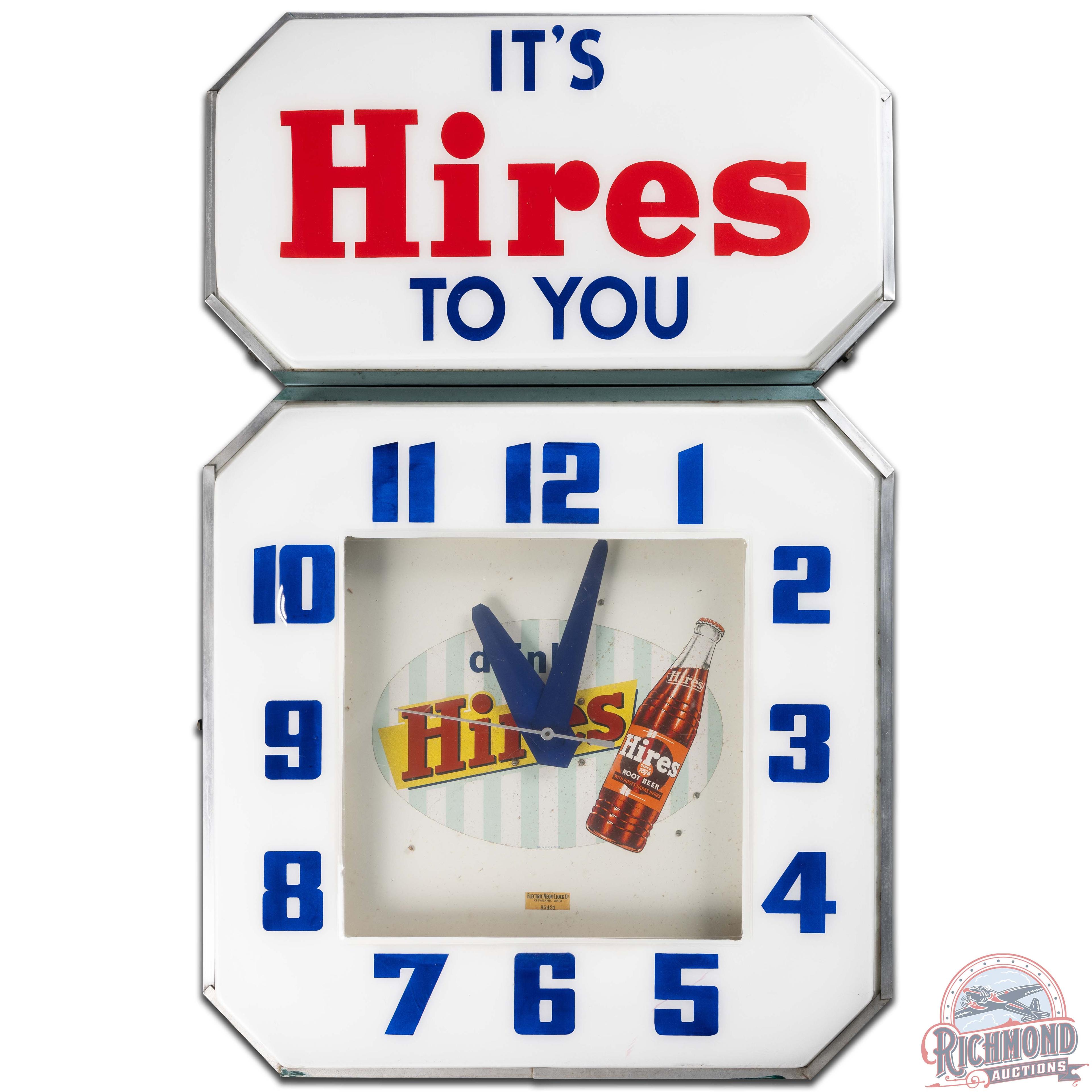 Hires Root Beer Multi-Piece Neon Advertising Clock w/ Bottle Logo