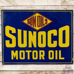Sunoco Sun Oils Motor Oil DS Porcelain Flange Sign w/ Logo