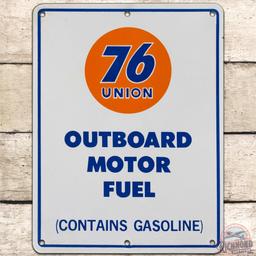 Union 76 Outboard Motor Fuel SS Porcelain Gas Pump Plate Sign